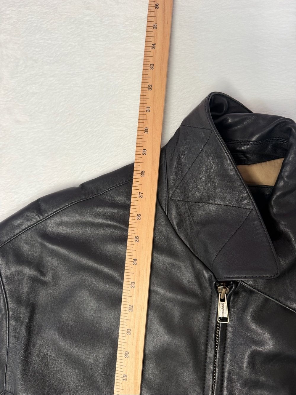 Dockers Black Leather Bomber Jacket Men’s Large Soft Zip Jacket Vintage - Picture 4 of 10